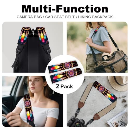 2Pcs Soft Auto Seat Belt Cover Pads, Color Wind Chime Car Seatbelt Shoulder Cushion for Comfortable Driving, Compatible with All Cars' Seatbelt and Backpack Straps 11x2.4inch - color: Wind Chime