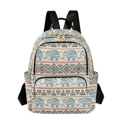 Women Fashion Backpack Purse Ethnic Elephant Rucksack, S - color: Ethnic Elephant, size: Small