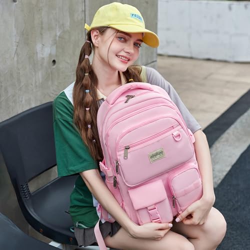 abshoo Large Heavy Duty Backpack For School College Bookbag Casual Multi Pocket Travel Backpacks - color: Pink