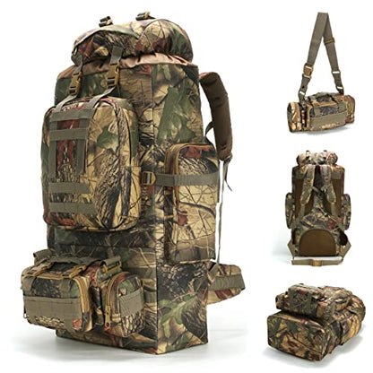 King'sGuard 100L Camping Hiking Backpack Molle Rucksack Military Camping Backpacking Daypack - color: Mapleleaf