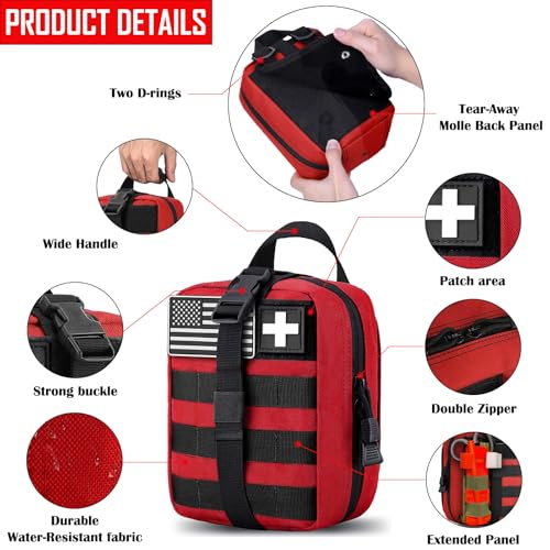 Molle ifak Pouch Empty First aid kit Bag for Outdoor Tactical Medical Pouch - color: RED