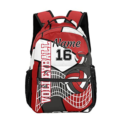 Customized Volleyball White Red Black Waterproof Backpack with Name for Hiking Camping Picnic - color: Backpack 18
