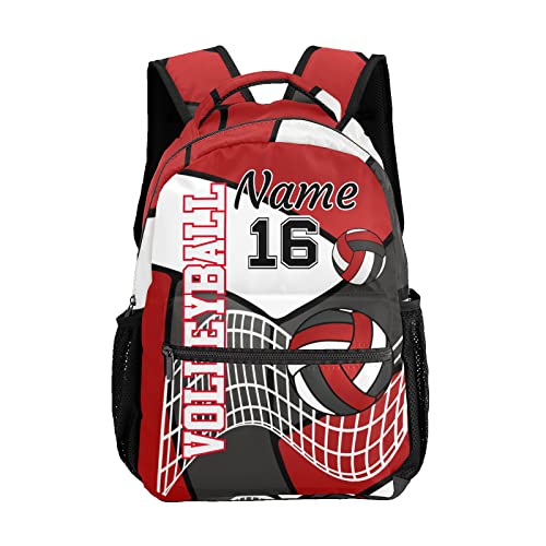 Customized Volleyball White Red Black Waterproof Backpack with Name for Hiking Camping Picnic - color: Backpack 18