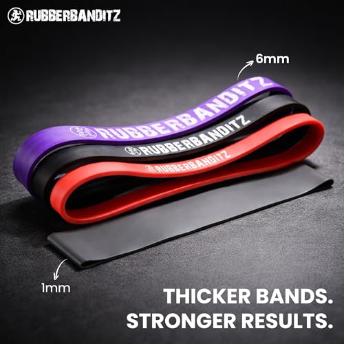 Rubberbanditz Extra Thick Booty Bands for Glutes & Legs, Mini Loop Engages HIPS, Thighs, Butt, Abs, Hip Resistance Bands for Working Out, Perfect Home Gym Equipment, Sizes 5-300 Lbs - Pack of 5