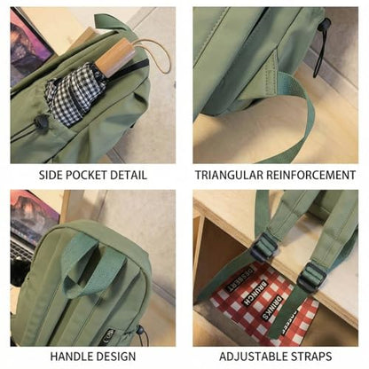 Nylon Waterproof Backpack for Women - Stylish & Lightweight Daypack for Commute, Work & Travel, Green - color: Green