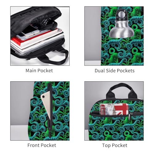Travel Daypack Green Watercolor Octopus, Quick-Access Pocket, Side Bottle Holder, for Active Adults - color: Picture (50)