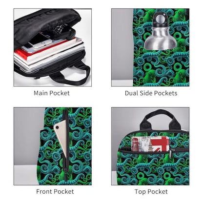 Travel Daypack Green Watercolor Octopus, Quick-Access Pocket, Side Bottle Holder, for Active Adults - color: Picture (50)