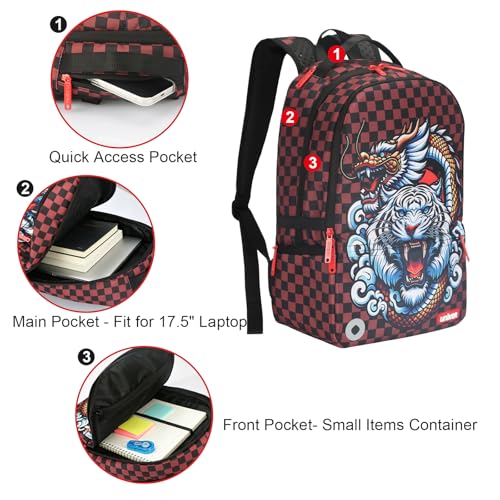 Graffiti Backpack, Designer Laptop Backpack for 15.6 Inch Work,Water Resistant Backpack Computer Bag, DragonTiger - color: Dragontiger