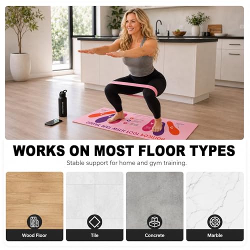Squat Mat with Foot Position,Non-Slip Workout Mat for Squats & Leg Exercises, Improves Muscle Activation & Knee Support, Home Gym Fitness Mat,30 * 13.8"inch Squat Pad - color: Rose Pink