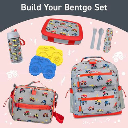 Bentgo Kids Water Bottle - Leak-Proof, Durable Tritan PFAS- & BPA-Free 15 fl oz, Kids/Toddlers Ages 3+ for School & Sports; Bite & Sip Spout, Carrying Handle, Dishwasher Safe (Trucks) - color: Trucks
