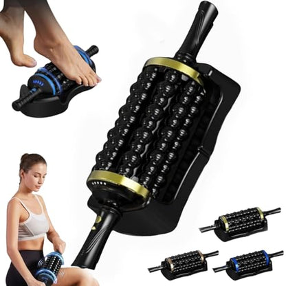 Electric Rolling Percussive Massager, Electric Fascia Roller Massager with Hands-Free Base, Rechargeable Fascia Roller for Back, Legs, Feet, Deep Tissue Muscle Recovery (Gold) - color: Gold