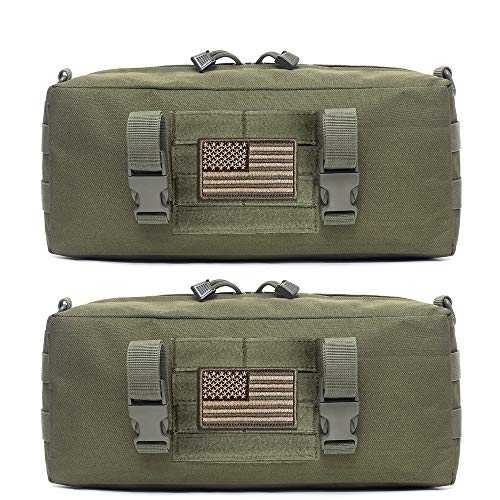 WYNEX Large Molle Pouch, Tactical Molle Bag Vertical Admin Pouch, Modular Utility Pouch Increment Side Pouch for Tactical Backpack Molle Rucksack Attachment, with Shoulder Strap For Use as Sling Bag - color: Army Green (upgraded) - 2 Packs