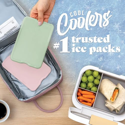 Cool Coolers by Fit & Fresh 4 Pack XL Slim Ice Packs, Quick Freeze Space Saving Reusable Ice Packs for Lunch Boxes or Coolers - color: Multi Pastel (4 Pack)