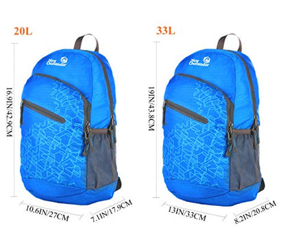Outlander Packable Handy Lightweight Travel Hiking Backpack Daypack-Light Blue - color: Light Blue, size: 20L