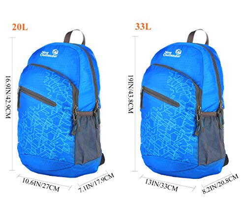 Outlander Packable Handy Lightweight Travel Hiking Backpack Daypack-Light Blue-L - color: Light Blue, size: 33L