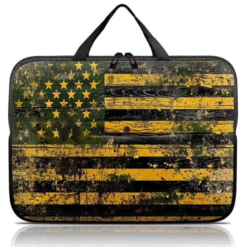 14 15 15.4 15.6 inch Laptop Handle Bag Computer Bag, Pouch Holder Notebook Sleeve Cover Soft Case Compatible for Dell,Lenovo,Toshiba HP, Asus Notebook-American Flag - color: American Flag