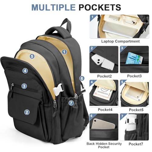Black Backpacks For School Women Men,Lightweight College Backpack With Lots Of Pockets,Simple Middle School Bag,Cute Bookbag For Teens Boys Girls - color: A1-black