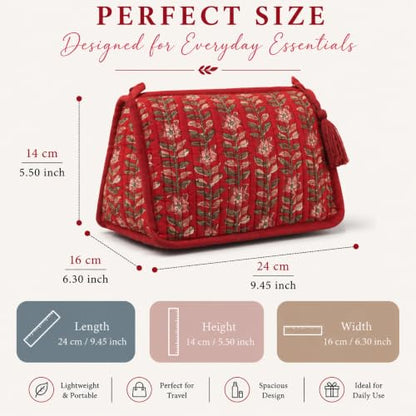 Huar Travel Makeup Bag- Large Capacity Cosmetic Bags for Women - color: Red