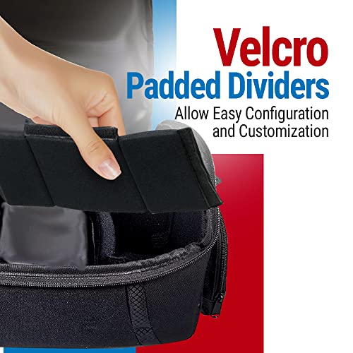 Vidpro DSLR and Video Camera Gadget Bag - Large Protective Case Includes Padded Dividers Handle and Shoulder Strap Compatible with Most Camera Brands Fits 1-2 DSLR Cameras 4 Lenses and Accessories