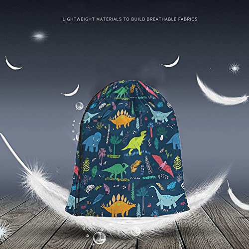Dinosaur Drawstring Backpack Bag - Cute Cartoon Animal Funny Cool Colorful Dino Tropical Palm Leaf Sport Gym Sack Drawstring Bag for Men Women - color: Multi-a89