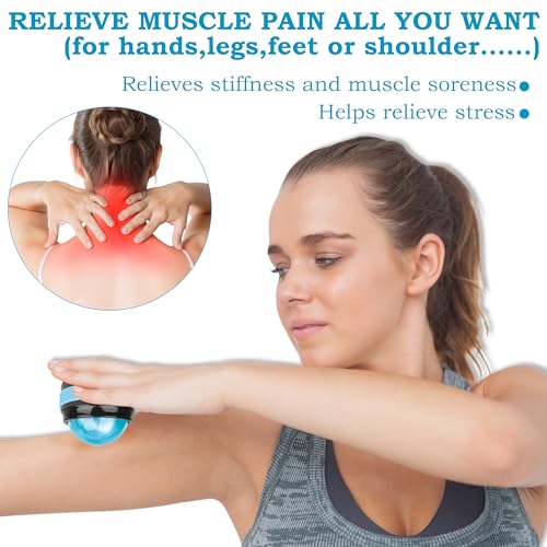 Coolrunner Massage Ball, Manual Roller Massager, 2-Pack Handheld Self Massage Therapy and Relax Full Body Tools for Sore Muscles, Shoulders, Neck, Arms, Legs, Back, Foot, Body (Blue+Pink) - color: Blue+pink