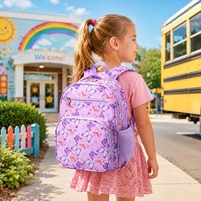 RHCPFOVR Kids Backpack for Girls - Girls Backpack 3-8 Ages Butterfly for Kids 15 Inch School Bookbag for Kindergarten Elementary School Bookbag for Girl 1st 2nd Grade - style: Butterflie