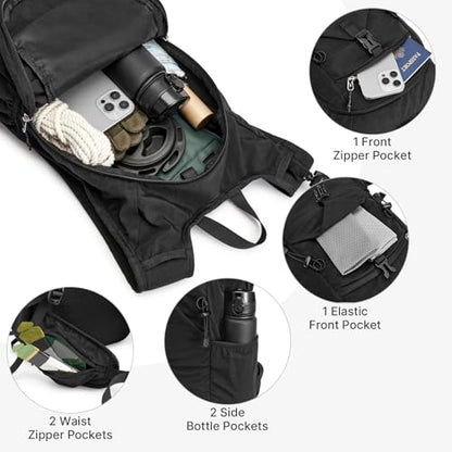 G4Free 20L Hiking Backpack with Waist Strap for Women Men, Lightweight Waterproof Daypack for Travel Camping Outdoor, Black - color: Black