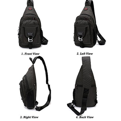 NICGID Sling Bag Chest Shoulder Backpack Crossbody Bags for Tablet Laptop Outdoor Hiking Men Women - color: Black-2664