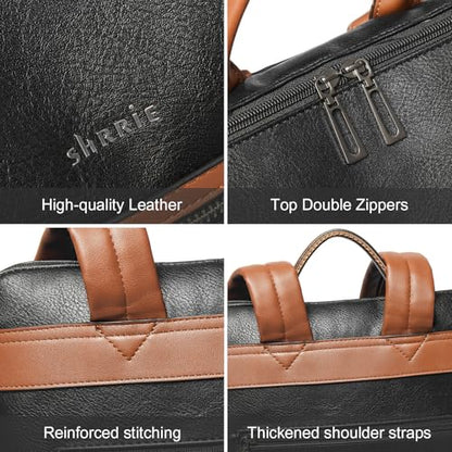 Shrrie 15.6 inch Laptop Backpack for Women,Large Leather Purse,Travel Backpacks Carry on,Water Resistant Casual Laptop Backpacks,College Backpack,Work Backpack for Women,Two-toned Deep Gray - color: Black With Leopard