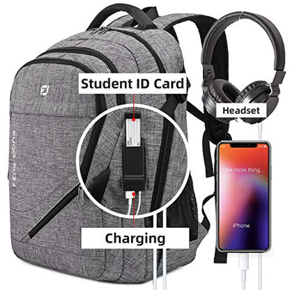 FENGDONG Large Laptop Backpack 17.3 inch Durable Waterproof Travel College Backpack Bookbag for Men & Women Business Backpack with USB Charging Port and Headset Port Dark Gray - color: A4-dark Gray