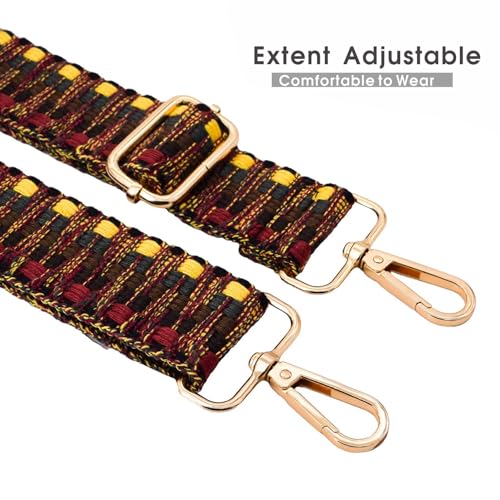 Replacement Purse Strap Shoulder Strap Adjustable Crossbody Strap for Women Crossbody Wide Shoulder Bag - color: Gold Hardware+red-z