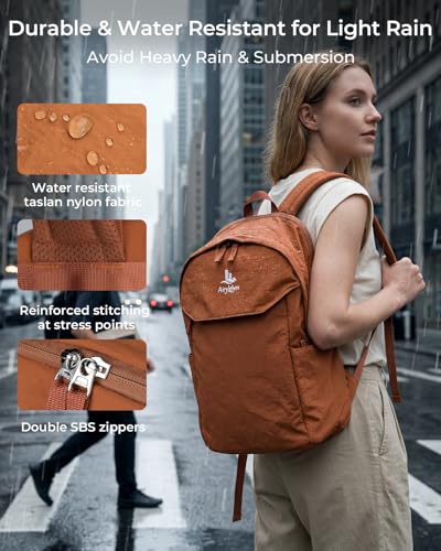 Travel Backpack for Women & Men, Water Resistant 15.6 Inch Laptop Backpack, Lightweight School Bag, Casual Daypack for Commute, College, Travel & Daily Use (Caramel) - color: Caramel