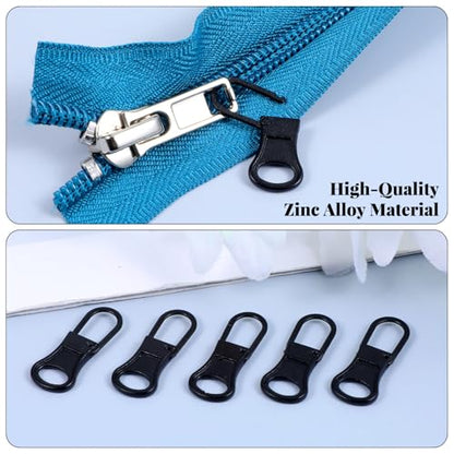 Metal Replacement Zipper Pull Tab, 10 PCS Detachable Zipper Pull Replacement Removable Zippers Repair Kit Zippers Clips for Jackets, Jeans, Backpacks, Purses, Coat, Pants, Suitcase, Purse, Small Holes