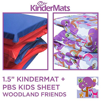 KinderMat 1.5" Thick + PBS Kids Kinderbundle - Washable Cover, Special Edition - Woodland Friends Design - Regular, Sheet is 47" x 22", Value Bundle Great for Daycare & Family Households - color: Woodland Friends Bundle 1.5 Inch