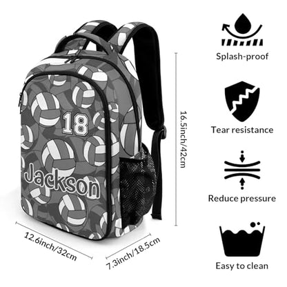 Grey Volleyball Pattern Backpack Laptop Bag Bookbags Personalized Travel Daypack Bag for Man Woman Gifts - color: Grey Volleyball Pattern