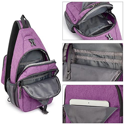G4Free Sling Bag for Men and Women, RFID Blocking Crossbody Bag, Lightweight Sling Backpack for Travel, Hiking, Walking and Daily Use - color: Light Purple