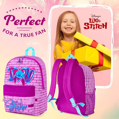 Disney Stitch Backpack for Girls Teens School Bag Kids Book Bag School Supplies Gifts (Pink) - color: Pink