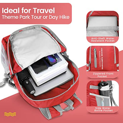ZOMAKE Lightweight Packable Backpack, 35L Light Foldable Hiking Backpacks Water Resistant Collapsible Daypack for Travel(Red) - color: Red