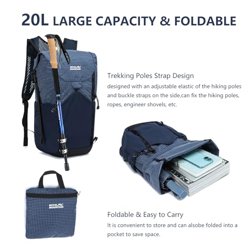 20l Hiking Backpack For Women&Men, Water Resistant Daypack Backpacks, Foldable & Packable Hiking Backpack, Lightweight Small Daypack For Travel Camping (Blue) - color: Blue