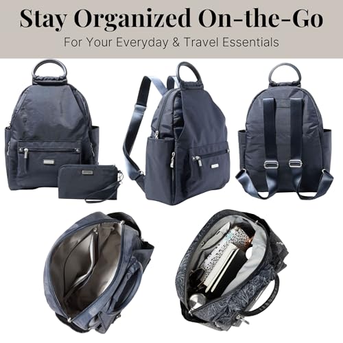 Baggallini All Day Backpack with RFID Phone Wristlet - Lightweight Travel Backpack for Women - color: French Navy