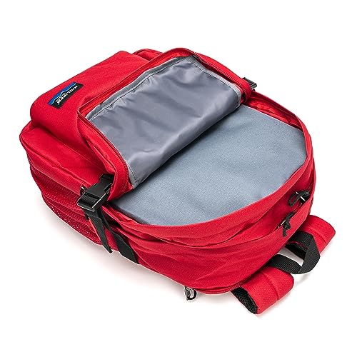 K-Cliffs Classic Backpack Basic Student Campus Daypack Simple Travel Rucksack with Laptop Compartment Bottle Holder Padded Straps Red - color: Red