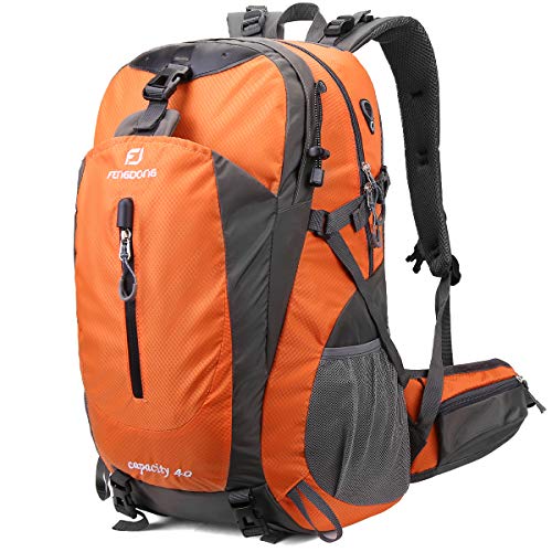 FENGDONG 40L Waterproof Lightweight Outdoor Daypack Hiking,Camping,Travel Backpack for Men Women Orange - color: A5-orange
