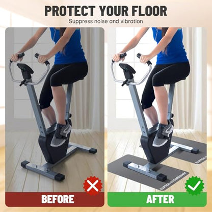 Under Desk Elliptical Mat - Non-Slip Exercise Equipment for Peloton Bike, Small Exercise Mat for Desk Workout Equipment - color: Grey