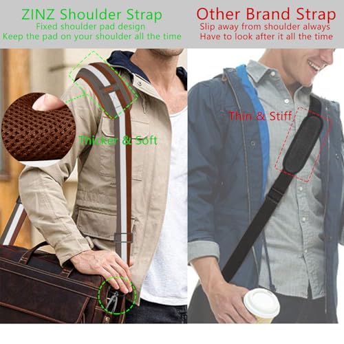 ZINZ 79 inch Shoulder Strap, Extra-thick Fixed Cushion Pad and Dual Clasps Universal Replacement Strap with Metal Swivel Hooks for Laptop Bags, Luggage Bags, Camera, Crossbody(Stripes-BrWGy) - color: Stripes-brwgy