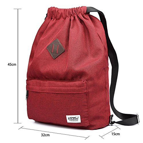 KAUKKO Drawstring Sports Backpack Gym Yoga Bag Shoulder Rucksack for Men and Women(1031-RED) - color: Red