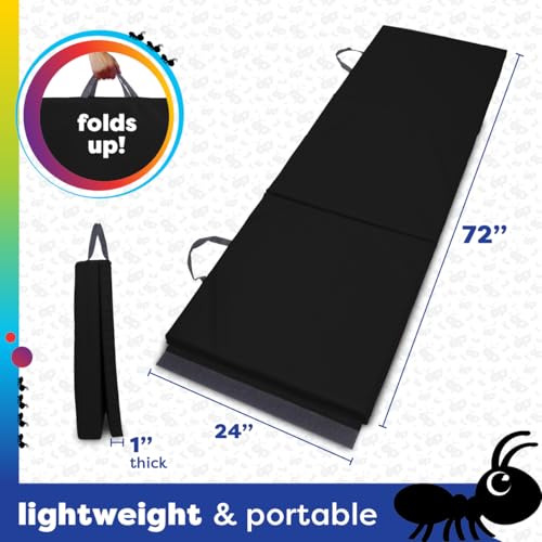 Antsy Pants Tumbling Mat for Kids – Gymnastics Mat, Easy to Clean, Sturdy, Foldable Tumbling Mats, Padded, Lightweight, Portable, Gymnastics Equipment for Active Play - color: 3-Fold Black