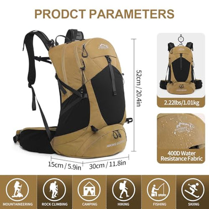 IX INOXTO Hiking Backpack, 26L/40L Waterproof Hiking Daypack with 3L Water Bladder and Rain Cover, Lightweight Travel Camping Backpack for Men Women (Khaki) - color: Khaki