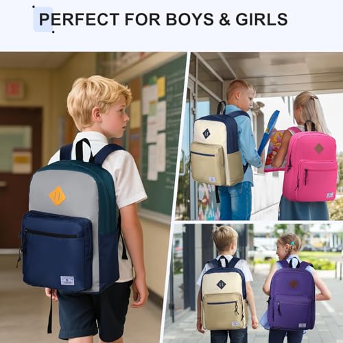 VX VONXURY Backpack for Men Women, Lightweight Kids School Bag, Classic Basic Laptop Bookbag for College Work Travel Hiking - color: Inky Green Blue