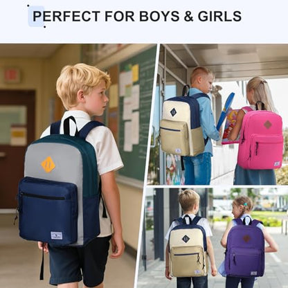 VX VONXURY Backpack for Men Women, Lightweight Kids School Bag, Classic Basic Laptop Bookbag for College Work Travel Hiking - color: Inky Green Blue