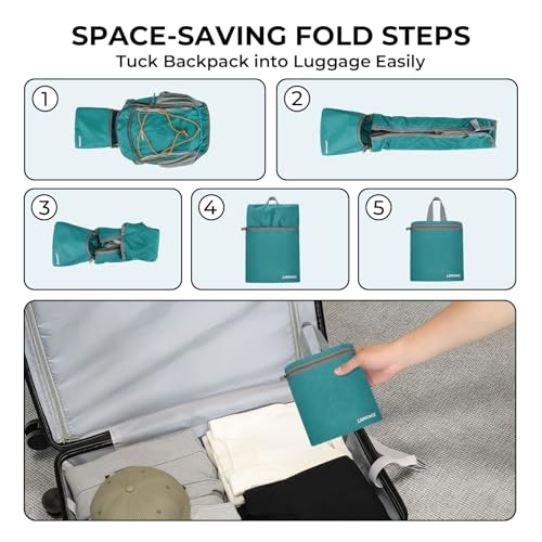 13L Small Hiking Backpack for Women Men, Lightweight Foldable Day pack, Packable Daypack for Travel, Camping (Teal) - color: Teal Blue